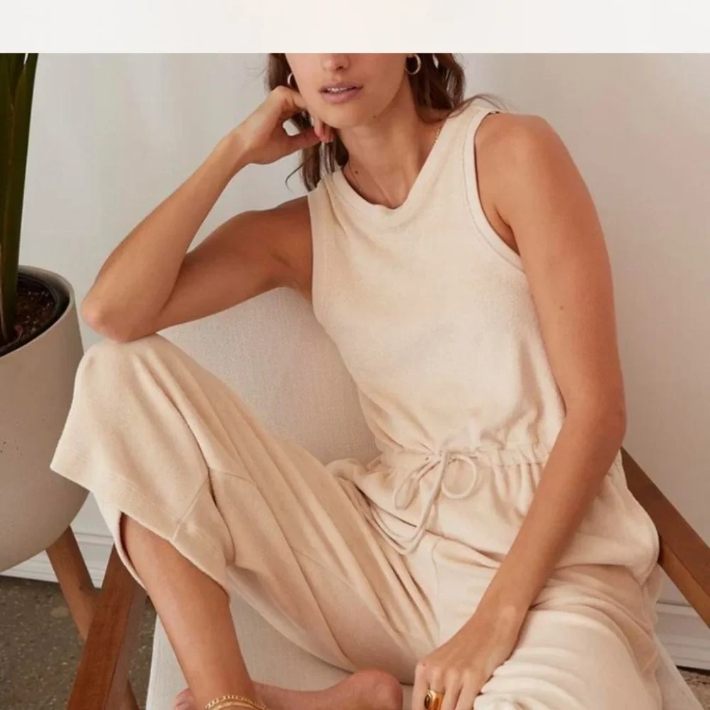 NWOT Terry Cloth Cream Jumpsuit - Picture 3 of 7